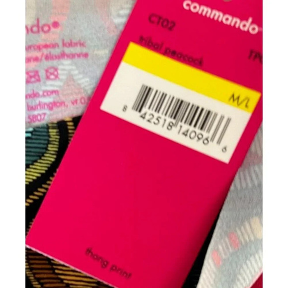 Commando M/L Tribal Peacock Multi-Color Print Laser Cut Edges Thong Panties - Picture 6 of 6